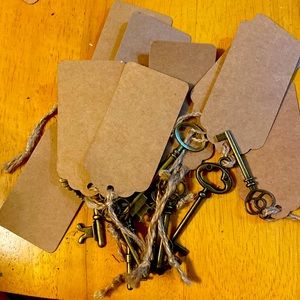 Rustic tags with attached keys